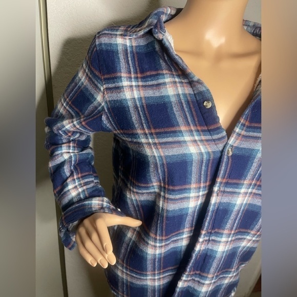 𝅺AMBIANCE Sherpa lined jacket plaid blue size small - Picture 8 of 12